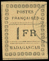 MADAGASCAR 12 : 1f. Noir Sur Jaune, Obl., TB - Autres & Non Classés