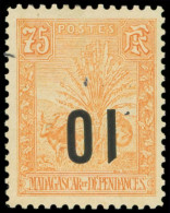 (*) MADAGASCAR 120a : 10 Sur 75c. Orange, Surcharge RENVERSEE, TB - Other & Unclassified