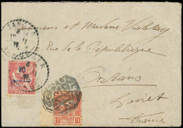 Let MAROC 29 : 10 S. 10c. Rose, MIXTE Avec Postes Chérifiennes N°4 10m. Vermillon, Obl. TANGER S. Env. Pour ORLEANS, TB - Sonstige & Ohne Zuordnung