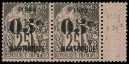 * MARTINIQUE 30ba : 05c. Sur 25c. Noir Sur Rose, 1882 Au Lieu De 1892 Tenant à Normal Bdf, TB. C - Autres & Non Classés