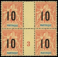 ** MARTINIQUE 80 : 10 Sur 40c. Rouge-orange, BLOC De 4 Mill.3, Frais Et TTB - Other & Unclassified