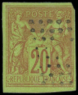 MAYOTTE CG N°42 : 20c. Brique Sur Vert, Obl. Losange évidé, Rare Sur Ce T., Coin Droit Lég. Touché, B/TB - Altri & Non Classificati