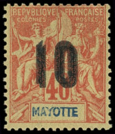 * MAYOTTE 27a : 10 Sur 40c. Rouge-orange, DOUBLE Surcharge, TB. C - Autres & Non Classés