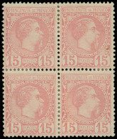 * MONACO 5 : 15c. Rose, BLOC De 4, Très Bien Centré, TB - Unused Stamps