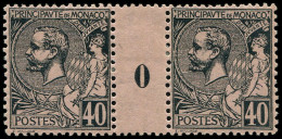 * MONACO 17 : 40c. Violet-noir Sur Rose Crevette, PAIRE Mill.0 (1900), TB - Used Stamps