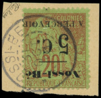 NOSSI-BE Taxe 7a : 5c. Sur 20c. Brique Sur Vert, Surcharge RENVERSEE, Obl. S. Fragt, 2 Dents Légèrement écourtées, Sinon - Autres & Non Classés