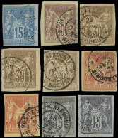 NOUVELLE CALEDONIE CG N°26 (3), 27 (2), 33 (2), 34, 41, 9 Valeurs Obl. Càd BOURAIL Ou NOUMEA, TB - Used Stamps