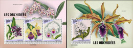 Centrafrica 2023, Orchids, 3val In BF+BF - Orchids