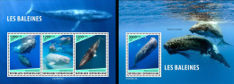 Centrafrica 2023, Animals, Whales, 3val In BF+BF - Walvissen