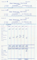 Lot De 3 Anciennes Factures De L'Hôtel-Restaurant Triton, Avenue De La Mer, Blankenberge (années 1950) - 1950 - ...