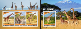 Centrafrica 2023, Animals, Giraffes, 3val In BF+BF - Giraffe