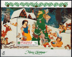MWD-BK4-211-2 MINT PF/MNH ¤ GRENADIINES OF SAINT VINCENT 1991 BLOCK  ¤ THE WORLD OF WALT DISNEY - CHRISTMAS CARDS - Disney