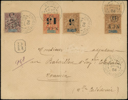 Let NOUVELLE CALEDONIE 55a, 56a, 65c Et 66c, Tous Surch. RENVERSEE, Obl. Càd NOUMEA 20/2/04 S. Env. Rec. Locale, TB - Storia Postale