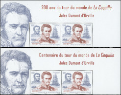 ** POLYNESIE FRANCAISE 1313 Et 1315 : Tour Du Monde De La Coquille, 200 Ans Et Centenaire ERREUR, 2 Paires Haut De Feuil - Unused Stamps