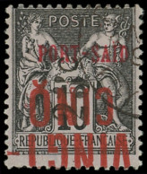 PORT-SAID 19Ad : 25c. Surch. Verticale Et VINGT CINQ Surch. RENVERSEE S. 10c. Noir S. Lilas, Obl., TB. Br - Altri & Non Classificati