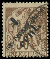 SAINT PIERRE ET MIQUELON 43a : 4c. Sur 30c. Brun, DOUBLE Surcharge SPM, Qqs Dents écourtées, Sinon TB - Used Stamps