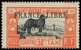 * SAINT PIERRE ET MIQUELON Taxe 53 : 30c. Rouge-orange Et Noir, FRANCE LIBRE, F.N.F.L, TB. C - Timbres-taxe