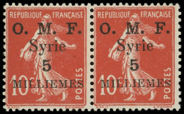 Delcampe - ** SYRIE 28d : 5m. Sur 10c. Rouge, S Renversé Tenant à Normal, TB - Andere & Zonder Classificatie