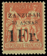 * ZANZIBAR 16 : 10a. Et 10Fr. Sur 40c. Rouge-orange, TB. Br - Neufs