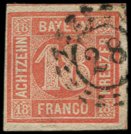 ALLEMAGNE (ANCIENS ETATS) BAVIERE 14a : 18k. Vermillon, Oblitéré 28, TTB. C - Altri & Non Classificati