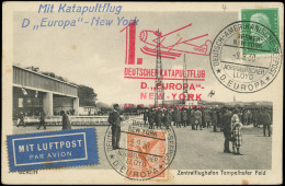 Let EMPIRE PA 31 Et Poste 402 Obl. Deutsch-Americanische-Seepost 9/9/30 S. CP Par Avion, Cachet Catapulte D'EUROPA-NEW-Y - Airmail & Zeppelin