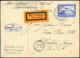 Let EMPIRE PA 36 : 2m. Outremer Obl. Friedrichshafen 10/10/28 S. CP, Cachet Zeppelin LZ 127, Arr. NEW-YORK 16/10, TB - Correo Aéreo & Zeppelin
