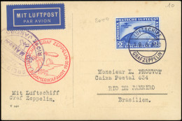 Let EMPIRE PA 38 : 2m. Outremer, SUDAMERIKA FAHRT Obl. LUFTSCHIFF/GRAFZEPPELIN 19/5/30 S. CP, Cachet Zeppelin, Arr. RIO  - Luchtpost & Zeppelin