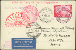 Let EMPIRE PA 40 : 1m. Carmin, POLAR FAHRT, Obl. Càd 25/7/31 S. CP, Càd PAR AVION ZEPPELIN/LENINGRAD 25/7, Càd Berlin 27 - Poste Aérienne & Zeppelin