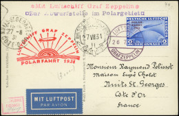 Let EMPIRE PA 41 : 2m. Outremer, POLAR FAHRT, Obl. 26/7/31 S. CP, Càd BRISE GLACE 27/7, Cachet Zeppelin, Arr. NUIT ST GE - Airmail & Zeppelin