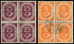 RFA 126 Et 131 : 6p. Orange Et 25p. Brun-lilas, En BLOCS De 4 Obl., TB, Cote Et N° Michel - Usati