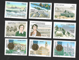 ITALIA  - UN 2181.2189  - 1995 AVVENIMENTI STORICI DELLA 2^ GUERRA MONDIALE (COMPLET SET OF 9 STAMPS, BY BF) -  MINT** - 1991-00: Neufs