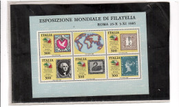 " ITALIA '85 " - EXPO FILATELIA  A ROMA - FOGLIETTO NUOVO** MNH  - 7°  SERIE - Blocchi & Foglietti