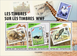 Centrafrica 2023, WWF On Stamps, Bats, Ostrich, 3val In BF - Bats