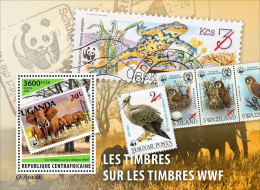 Centrafrica 2023, WWF On Stamps, Elephant, Frog, Owl, BF - Elefantes