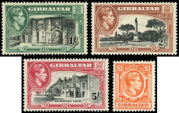 ** GIBRALTAR 110aA/112aA Et 116 : Types De 1938, Dent. 13 1/2 Et 1£. Orange, TB - Belarus