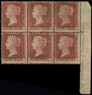 GRANDE BRETAGNE 14 : 1p. Brun-rouge, BLOC De 6, Bdf Avec Inscription, 3 Ex. **, 3 Ex. *, TB - Used Stamps