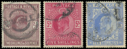 GRANDE BRETAGNE 118/20 : 2/6, 5s. Et 10s. Edouard VII De 1902-1910, Obl., TB - Used Stamps