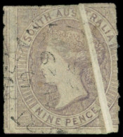 AUSTRALIE DU SUD 9 : 9p. Gris-violet, PLI ACCORDEON, Obl., TB - Used Stamps