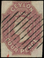 CEYLAN 3 : 4p. Rose, SG N°5 4d. Dull Rose With Wmk "large Star", Obl., TTB, Certif. Scheller - Ceilán (...-1947)