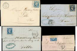 Let Empire Non Dentelé, 24 Lettres Ou Documents, Affranchissements Divers, Dont N°11 Seul, 12 Seul, 14 Piquage Susse, Lo - Collezioni (in Album)