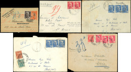 Let Lot De 10 Doc. Affranchis Gandon Au Tarif Des Pneumatiques, Affr. Variés Dont N°712 En Paire, TB - Collections (with Albums)