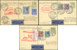 Let Pays-Bas, CP Affr. Divers Avec Cachets Zeppelin, 1931, TB - Airmail
