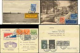 Let Pays-Bas, 14 CP Par Avion, Affranchissements Et Cachets Divers, 1928-31, TB - Poste Aérienne