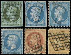 N°11, 14B, 19, 22 (2), 26A Et 28B, Tous Obl. GRILLE, états Divers - Sammlungen (im Alben)