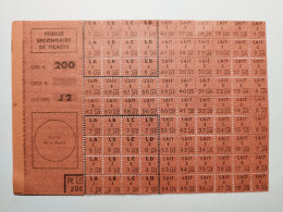 TICKET De RATIONNEMENT : LAIT - Feuille Secondaire De Tickets Série N°200 Catégorie J2 - Documents