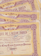 LOT BANQUE DE L'OCEAN INDIEN ACTION DE CINQ CENTS FRANCS AU PORTEUR 1929 - Bank En Verzekering