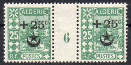 !!! ALGERIE, PAIRE DU N°62 AVEC MILLESIME 6 NEUVE ** - Unused Stamps