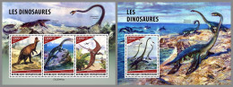 CENTRAL AFRICAN 2023 MNH Dinosaurs Dinosaurier M/S+S/S – IMPERFORATED – DHQ2415 - Prehistóricos