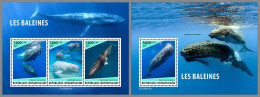 CENTRAL AFRICAN 2023 MNH Whales Wale M/S+S/S – IMPERFORATED – DHQ2415 - Wale