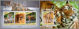 CENTRAL AFRICAN 2023 MNH Tigers Tiger M/S+S/S – IMPERFORATED – DHQ2415 - Felinos